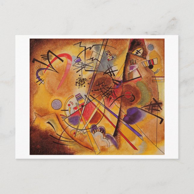 Postal Azul rojo amarillo amarillo marrón de Kandinsky (Anverso)