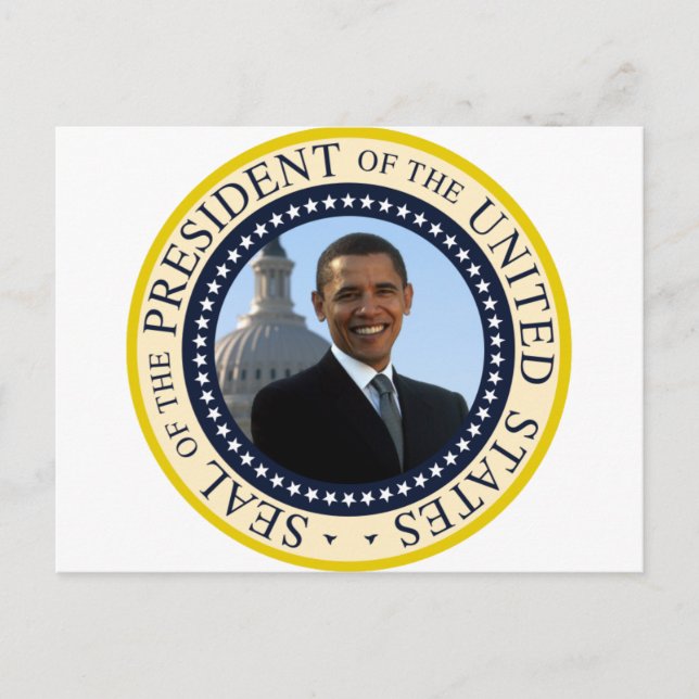 Postal Azul sellado de Obama (Anverso)