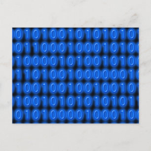 Postal Azul sobre código binario negro