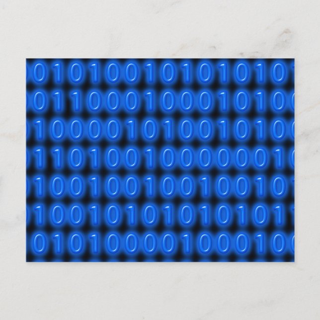 Postal Azul sobre código binario negro (Anverso)