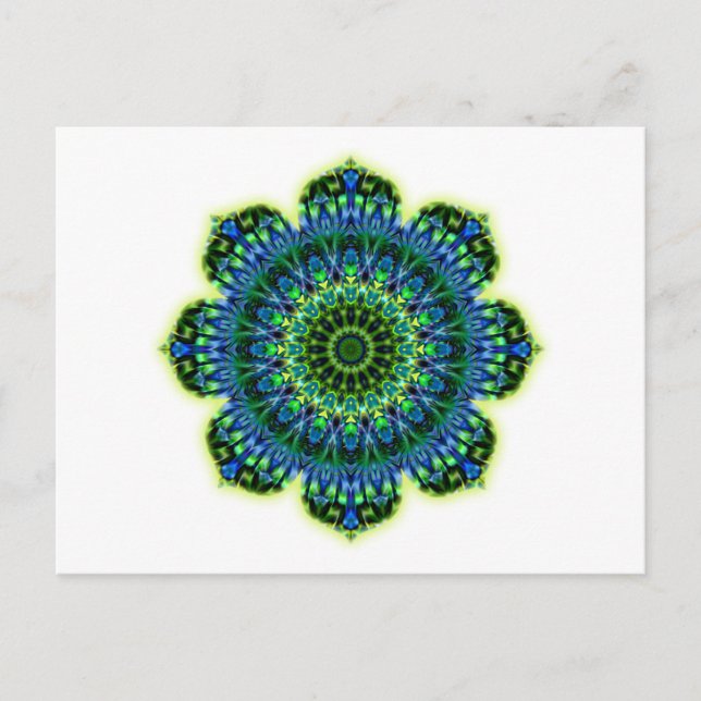 Postal azul verde Mandala (Anverso)