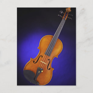 Postal azul violín o viola