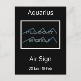 Postal azul y blanca de la cita Aquarius Zodiac