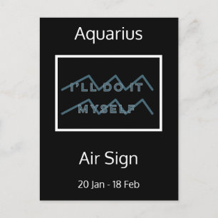 Postal azul y blanca de la cita Aquarius Zodiac