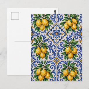 Postal Azulejo de Baldosa de Limón Mediterráneo