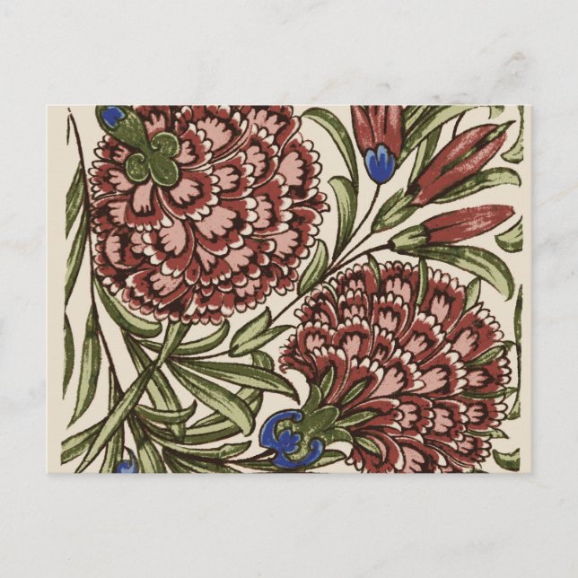 Postal Azulejo de Flor de Clavel Antiguo Rústico Arte De  (Anverso)