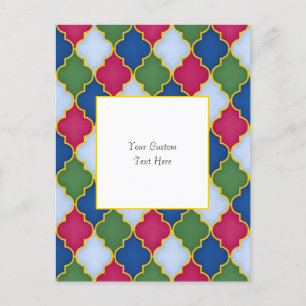 Postal Azulejo Marroquí Azul Elegante Personalizado