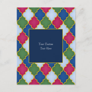 Postal Azulejo Marroquí Azul (fondo azul) Personalizado