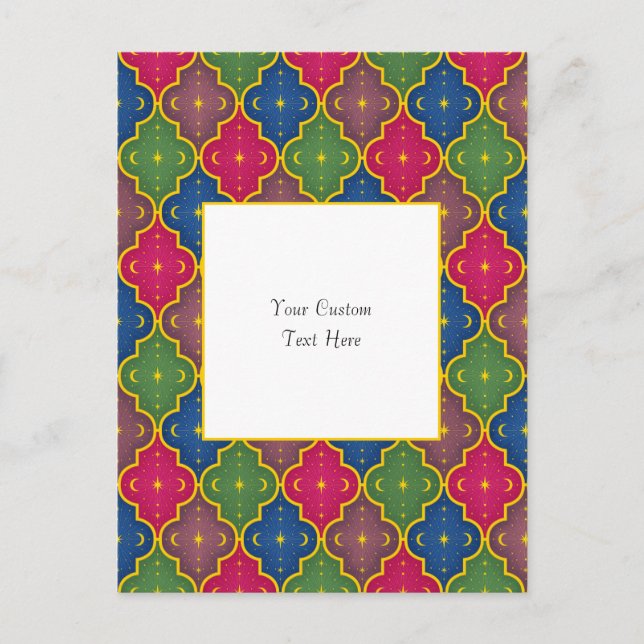 Postal Azulejo Marroquí Celeste (fondo blanco) Personaliz (Anverso)