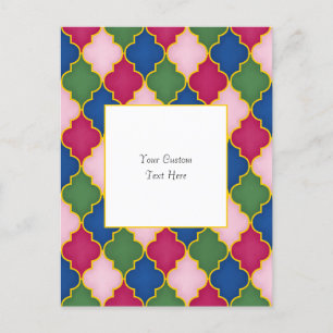 Postal Azulejo Marroquí Rosa Elegante Personalizado