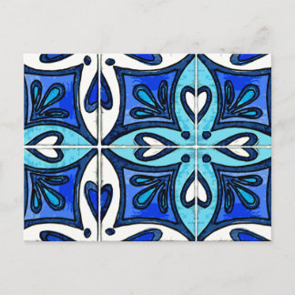 Postal Azulejos del corazón inspirados por los azules por