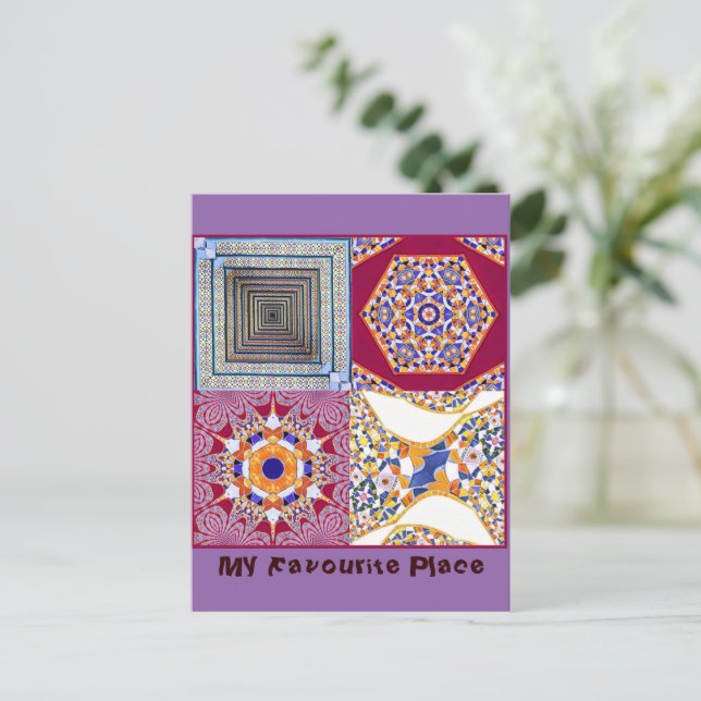 Postal Azulejos geométricos con un giro CG (Anverso de pie)