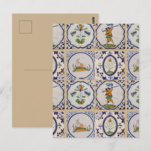 Postal Azulejos holandeses vintage Delft arte de cerámica