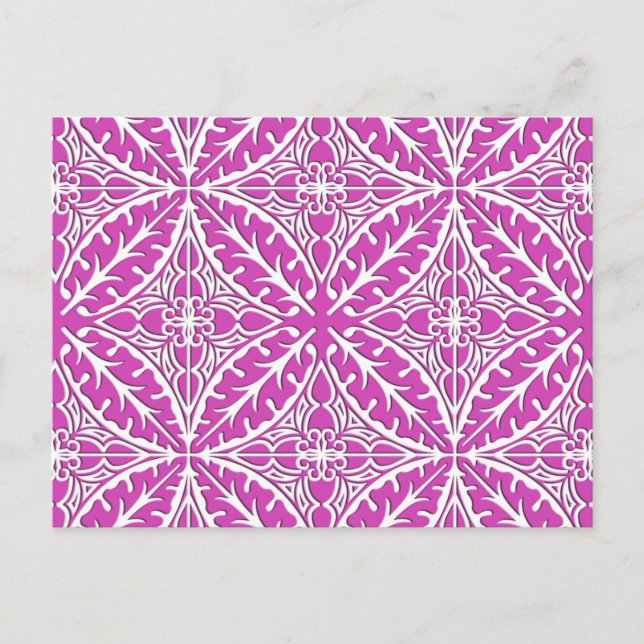 Postal Azulejos marroquíes - orquídea y blanco (Anverso)