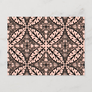 Postal Azulejos marroquíes - rosa melocotón y negro