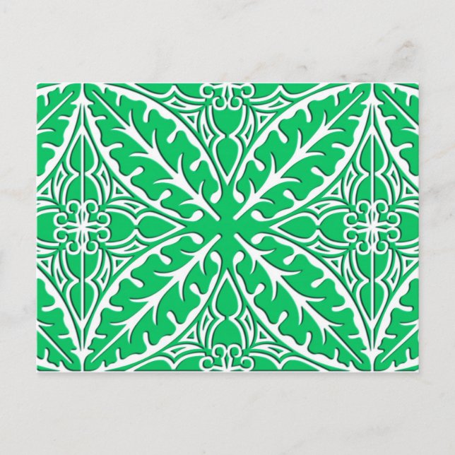 Postal Azulejos marroquíes - verde jade y blanco (Anverso)