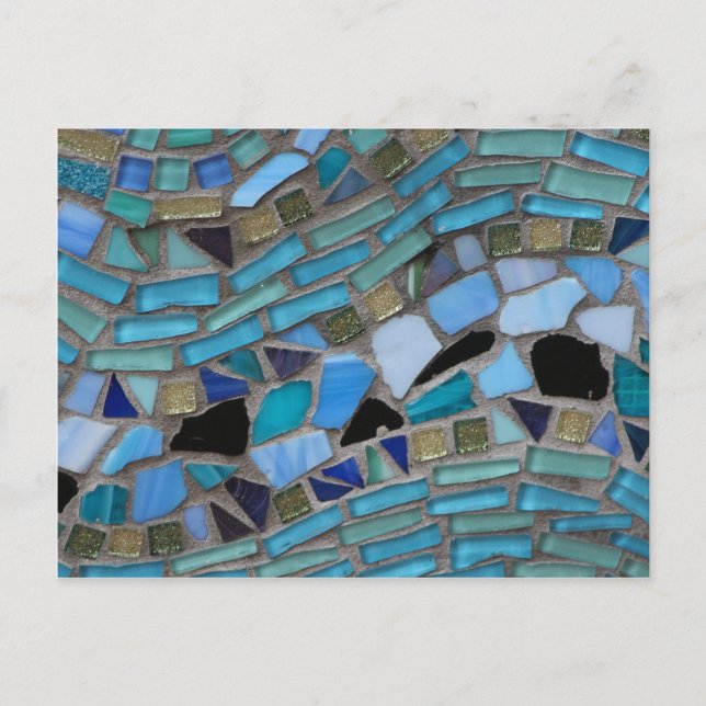 Postal Azulejos Mosaico de Azul y Verde (Anverso)