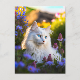 Postal Azure the Turkish Angora Cat Postcard