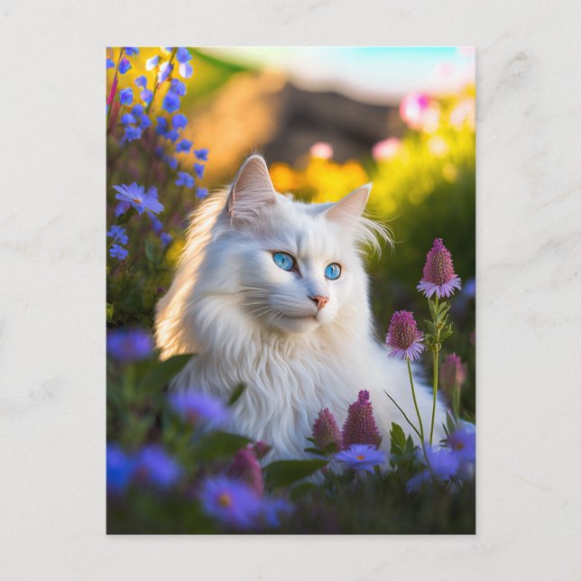 Postal Azure the Turkish Angora Cat Postcard (Anverso)
