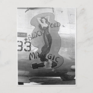 Postal B-24 Nose Art "Old Black Magic"