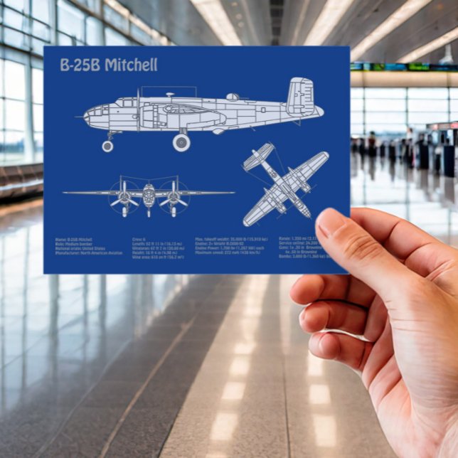 Postal B-25B Mitchell Doolittle - Airplane Blueprint ABD (Subido por el creador)