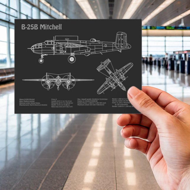 Postal B-25B Mitchell Doolittle - Airplane Blueprint PD (Subido por el creador)