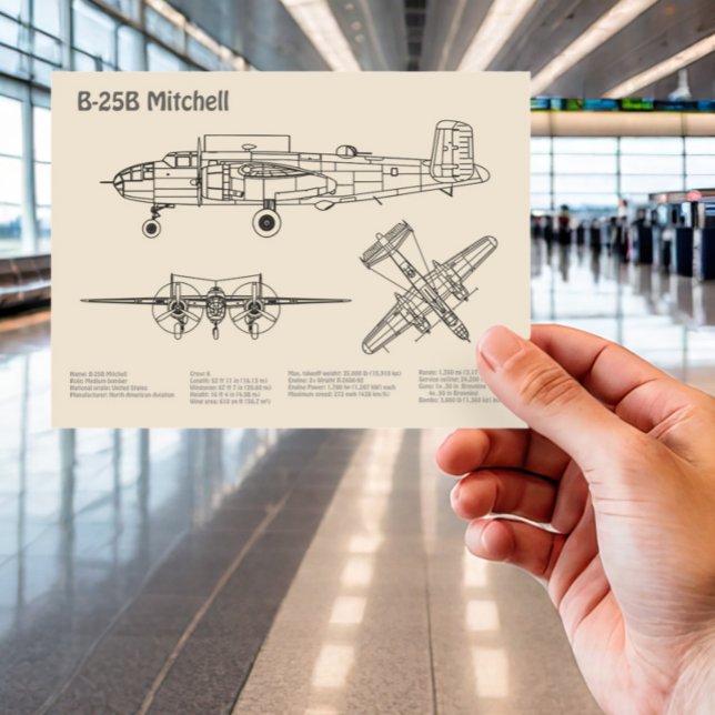 Postal B-25B Mitchell Doolittle - Airplane Blueprint SD (Subido por el creador)