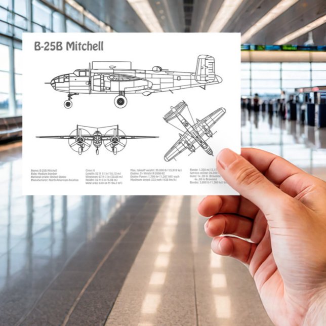 Postal B-25B Mitchell Doolittle - Plano aéreo BD (Subido por el creador)