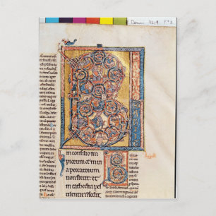 Postal 'B' inicial historiada que representa al Rey David