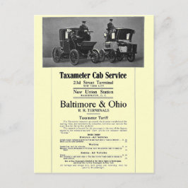 Postal B+O Ferrocarril Taxámetro Cab Service 1908