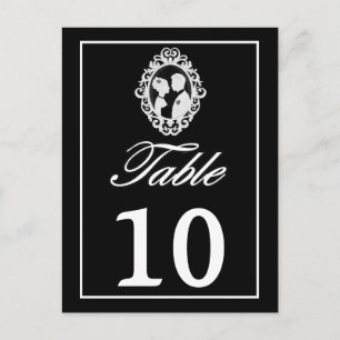 Postal B&W Antiguo Ornate Silhouetted Bride & Groom Table