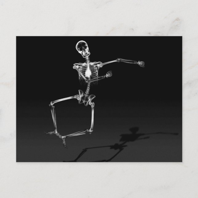 POSTAL B&W DE X-RAY SKELETON JOY LEAP (Anverso)