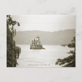 Postal B&W del faro de Hudson-Athens, NY