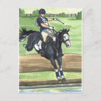 B&W Paint Horse XC en el agua Eventing