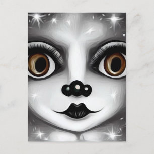 Postal B&W Surreal Pop Big Eyes Mime