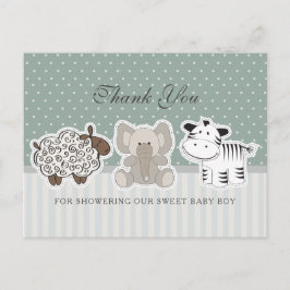 Postal Baby Animals Green Baby Shower Gracias