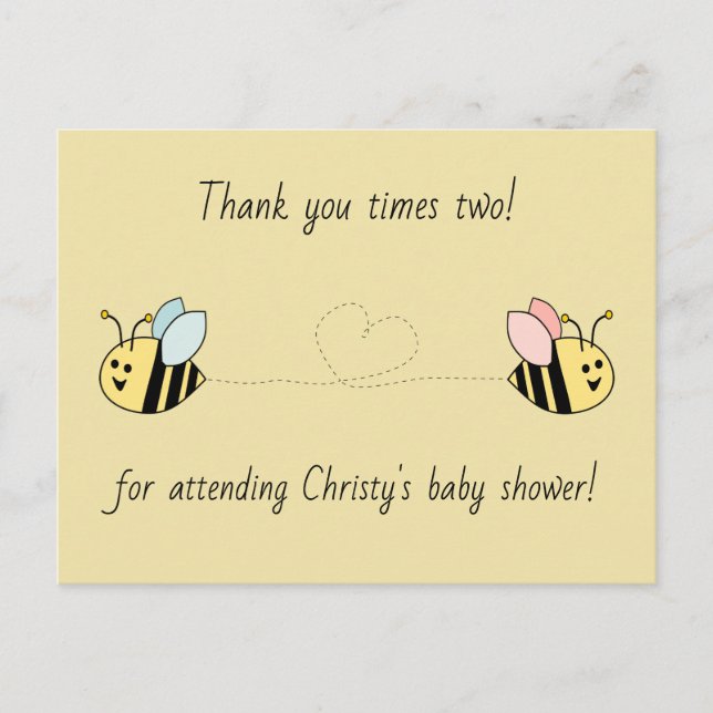 Postal Baby Bee Twin Boy Chica Gracias (Anverso)
