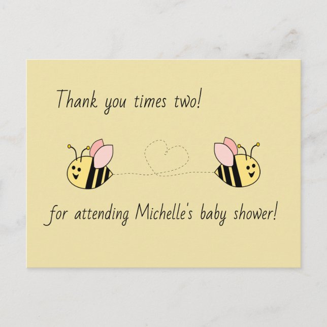 Postal Baby Bee Twin Chicas Gracias (Anverso)