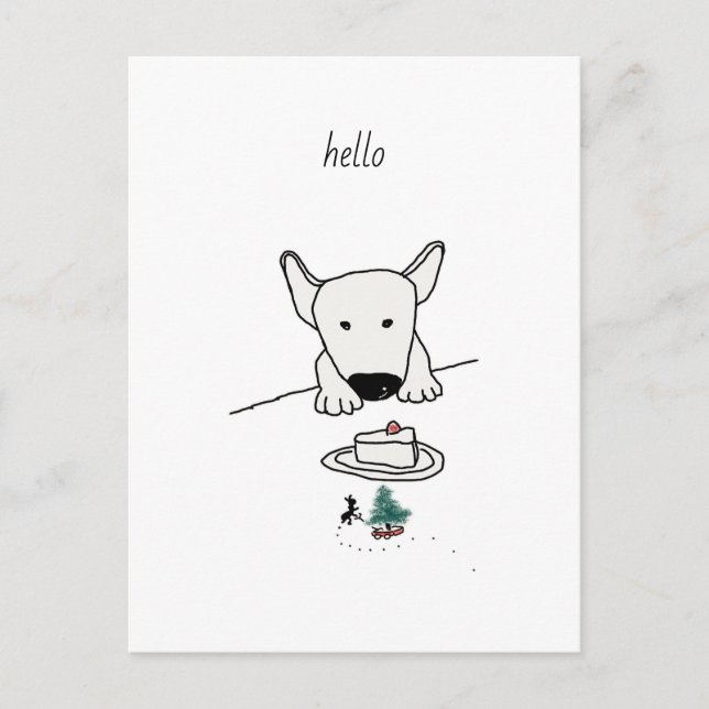 Postal Baby Bull Terrier se reúne con el primer amigo (Anverso)