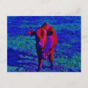 Postal Baby Cow Purple grass