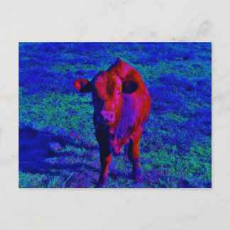 Postal Baby Cow Purple grass