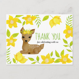 Postal Baby Deer Yellow Florals | Baby Shower Gracias