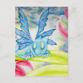 Postal Baby Dragon Fairy blue lightflower storm lily
