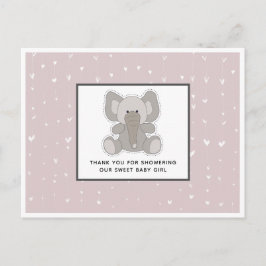 Postal Baby Elephant String Hearts Baby Shower Gracias