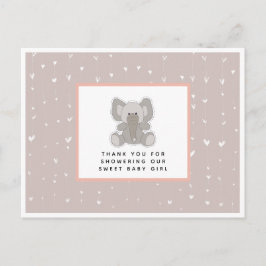 Postal Baby Elephant String Hearts Baby Shower Gracias