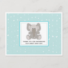 Postal Baby Elephant String Hearts Baby Shower Gracias