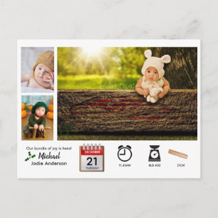 Postal BABY ESTABLECE ICONOS Y FOTO XMAS Anuncio de nacim