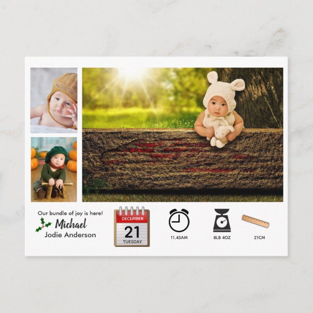 Postal BABY ESTABLECE ICONOS Y FOTO XMAS Anuncio de nacim (Anverso)