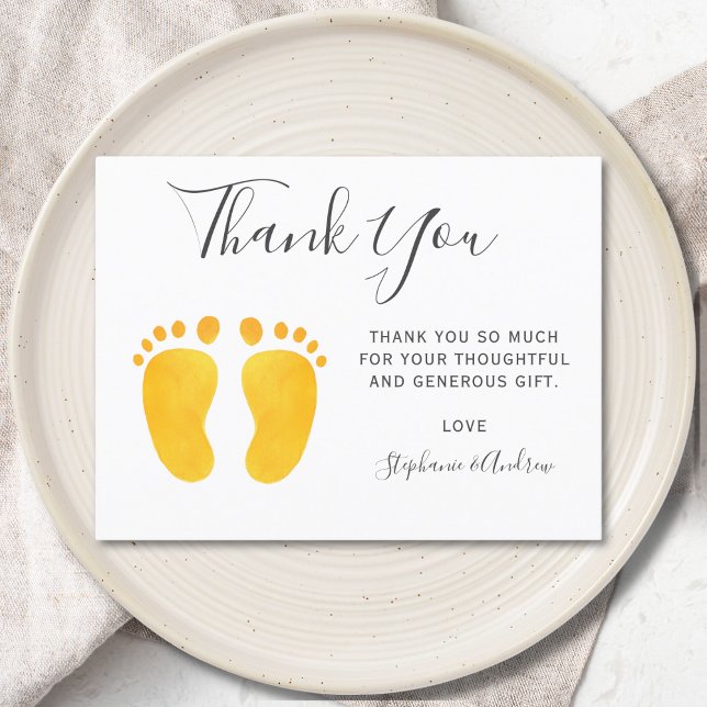 Postal Baby Feet Baby Shower Amarillo Gracias (Subido por el creador)