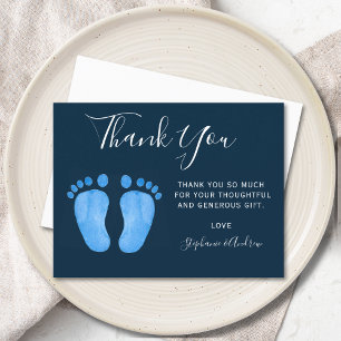 Postal Baby Feet Navy Blue Baby Shower Gracias